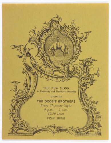 1972 The Doobie Brothers New Monk Berkeley Handbill Mint 93