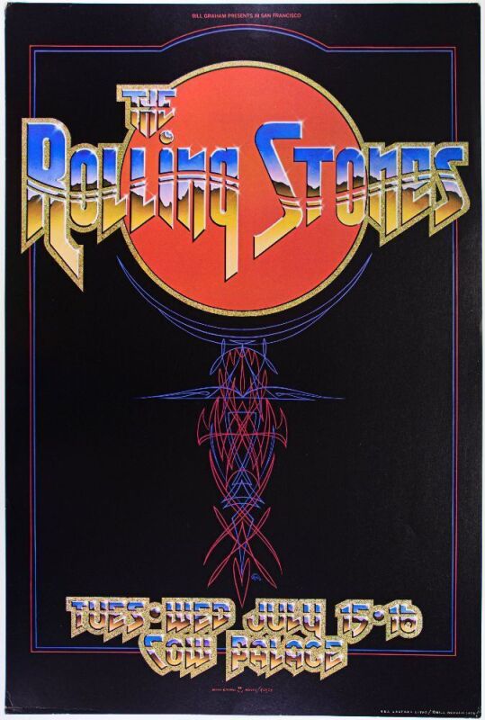 1975 AOR-4.41 Rolling Stones Cow Palace Poster Excellent 75