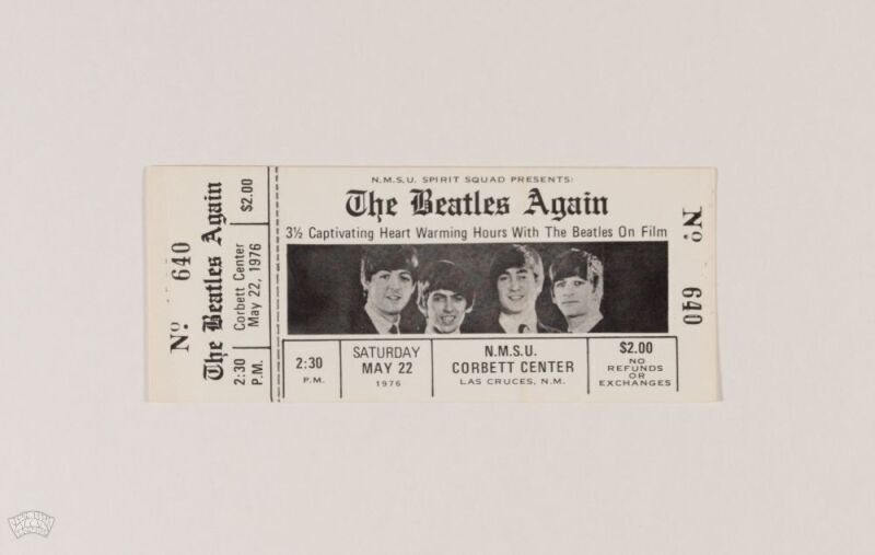 1976 The Beatles Again Film The Corbett Center Theater New Mexico State University Las Cruces Movie Ticket Near Mint 81