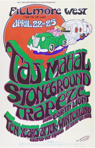 1971 BG-277 Taj Mahal Ten Years After Fillmore West & Winterland Poster Near Mint 89