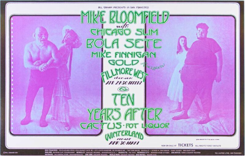 1971 BG-278 Mike Bloomfield Fillmore West & Winterland Poster Near Mint 89