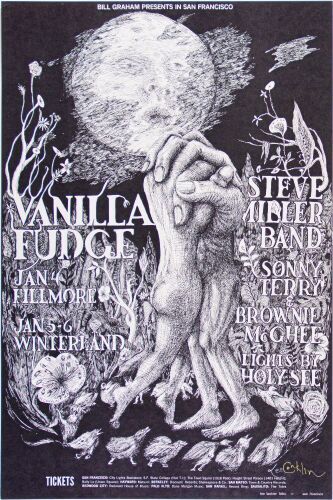 1968 BG-101 Vanilla Fudge Winterland & Fillmore Auditorium Signed Conklin Poster Near Mint 89