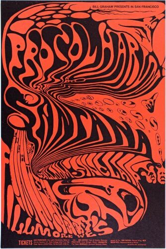 1968 BG-143 Santana Procol Harum Fillmore West Poster Mint 91