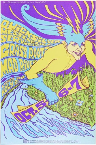 1967 BG-87 Quicksilver Messenger Service Fillmore Auditorium Poster Near Mint 83