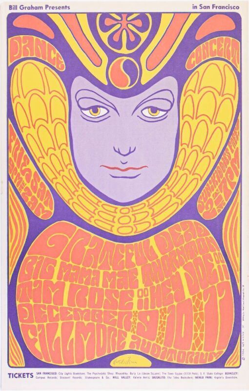 1966 BG-41 Grateful Dead Big Mama Thornton Fillmore Auditorium Signed Wilson Poster Near Mint 81