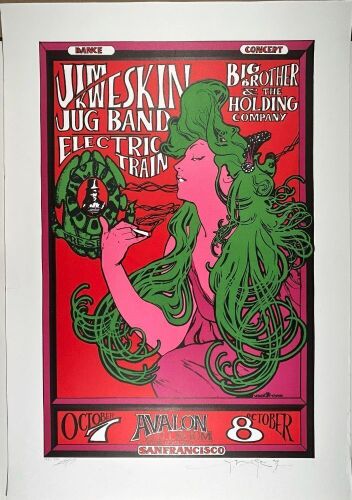 1966/2008 FD-29 Big Brother Janis Joplin Avalon Ballroom Woman with Green Hair LE Signed Kelley & Mouse Large Poster Near Mint 87