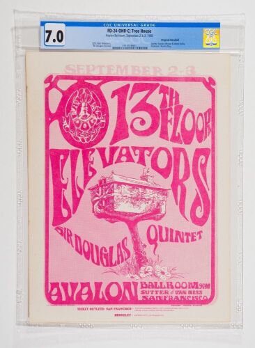 1966 FD-24 The 13th Floor Elevators Sir Douglas Quintet Avalon Ballroom Handbill CGC 7.0