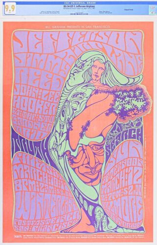 1967 BG-54 Jefferson Airplane Winterland & Fillmore Auditorium Poster CGC 9.9