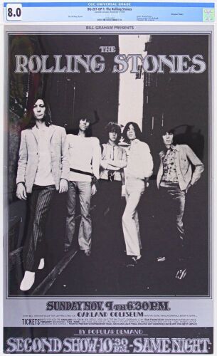 1969 BG-201 Rolling Stones Oakland Coliseum Poster CGC 8.0