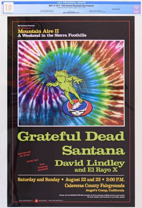 1987 BGP-17 Grateful Dead Santana Calaveras County Fairgrounds Poster CGC 10