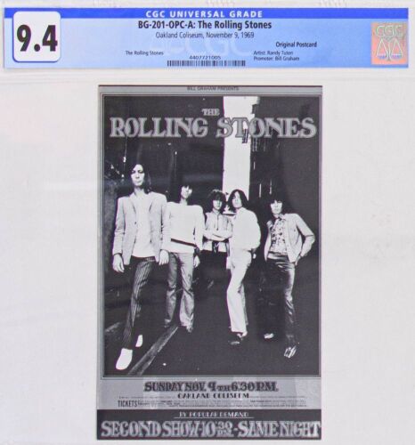 1969 BG-201 Rolling Stones Oakland Coliseum Postcard CGC 9.4