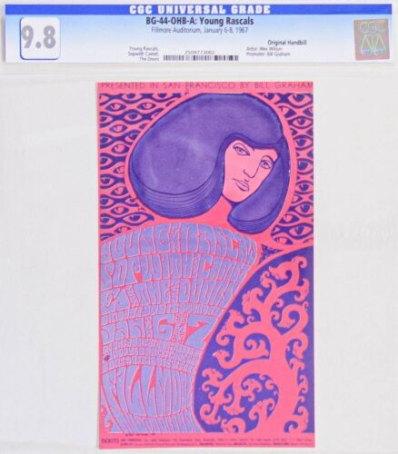 1967 BG-44 The Doors Young Rascals Fillmore Auditorium Handbill CGC 9.8