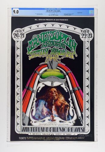 1969 BG-165 Janis Joplin Winterland & Fillmore West Signed Tuten Poster CGC 9.0