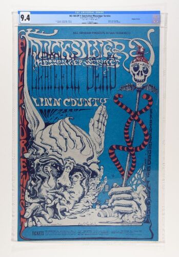 1968 BG-144 Grateful Dead Quicksilver Linn County Fillmore West Signed Conklin Poster CGC 9.4