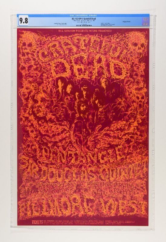 1969 BG-162 Grateful Dead Fillmore West Signed Conklin Poster CGC 9.8