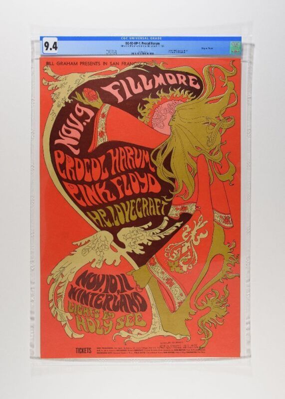 1967 BG-92 Pink Floyd Procol Harum Fillmore Auditorium & Winterland Poster CGC 9.4