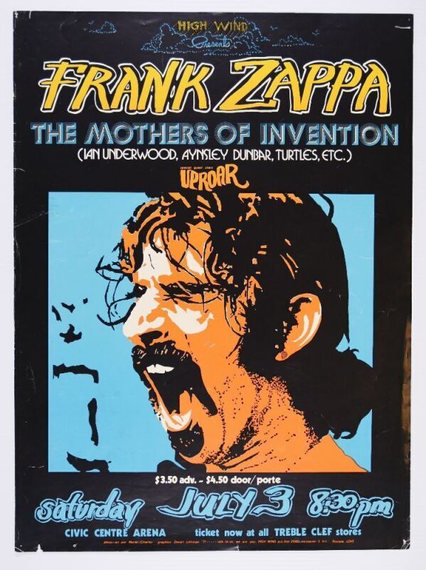 1971 Frank Zappa & The Mothers Of Invention Ottawa Civic Center Arena Poster Excellent 73