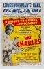 1961 Ray Charles The Singing Raelettes Longshoreman's Hall Cardboard Poster Extra Fine 61