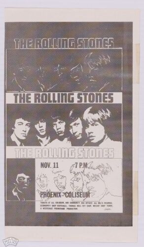 1969 Rolling Stones Phoenix Coliseum Handbill Excellent 73 Trimmed