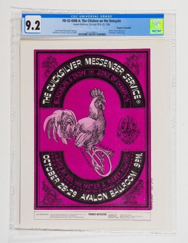 1966 FD-32 Quicksilver Messenger Service Avalon Ballroom Handbill CGC 9.2