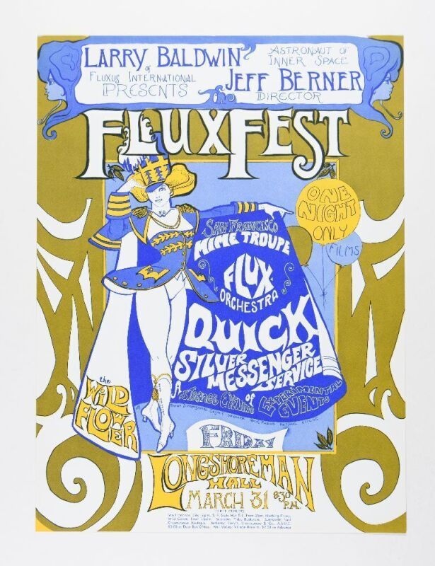 1969 Quicksilver Messenger Service Wildflower The Fluxfest Longshoreman Hall Poster Mint 93