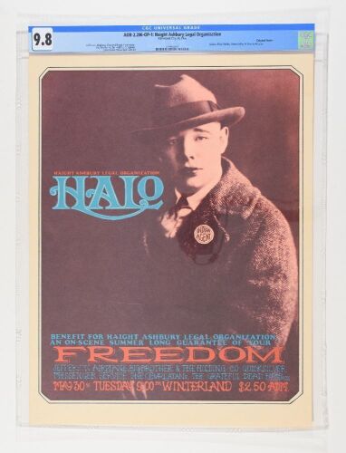 1966 AOR-2.206 Grateful Dead HALO Benefit Winterland Poster CGC 9.8