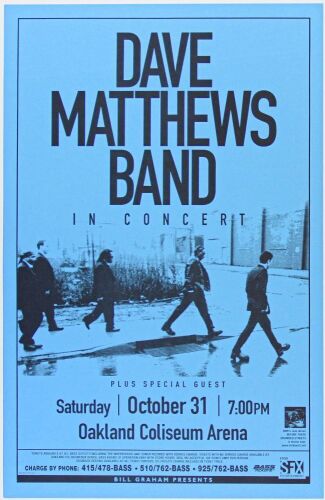 1998 Dave Matthews Band Oakland Coliseum Arena Poster Near Mint 89