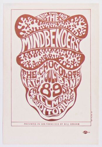 1966 BG-16 The Mindbenders Chocolate Watchband Fillmore Auditorium Handbill Near Mint 89