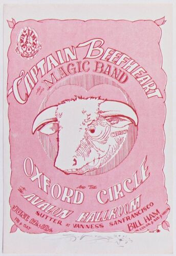 1966 FD-13 Captain Beefheart Avalon Signed Mouse Handbill Near Mint 81