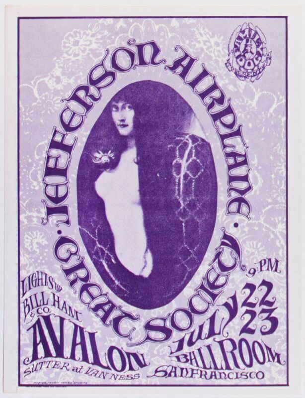 1966 FD-17 Jefferson Airplane The Great Society Avalon Ballroom Handbill Excellent 75