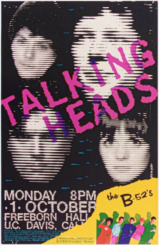 1979 AOR-5.40 Talking Heads B-52's Freeborn Hall UC Davis Poster Extra Fine 69