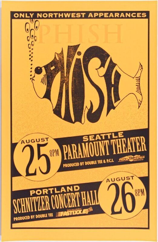 1993 Phish Paramount Theater Seattle Arlene Schnitzer Concert Hall Portland Poster Near Mint 89