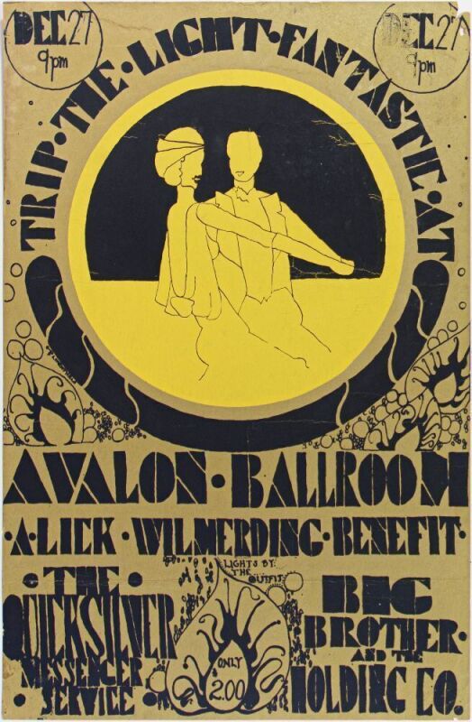 1966 Big Brother Janis Joplin Quicksilver Lick Wilmerding School Benefit Avalon Ballroom Poster Extra Fine 65