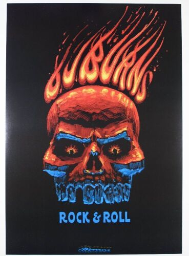 1991 Victor Moscoso D.J. Burns Band Rock & Roll Signed Moscoso Poster Mint 91