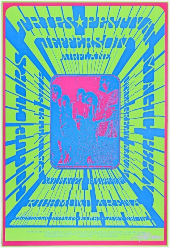 1967 Jefferson Airplane Vancouver Trips Festival Richmond Arena RP2 Signed Masse Poster Near Mint 85