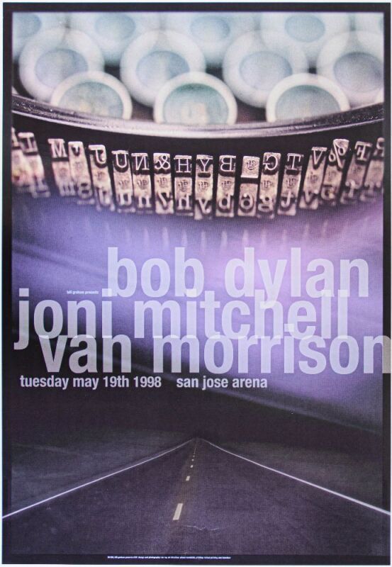 1998 BGP-191 Bob Dylan Joni Mitchell Van Morrison San Jose Arena Poster Near Mint 85