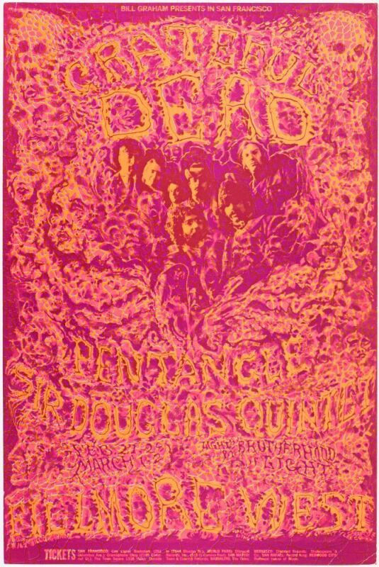 1969 BG-162 Grateful Dead Fillmore West Poster Excellent 77