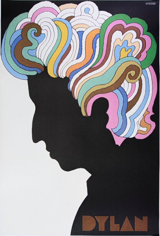 1967 Milton Glaser Bob Dylan Columbia Records Poster Mounted Linen Backed