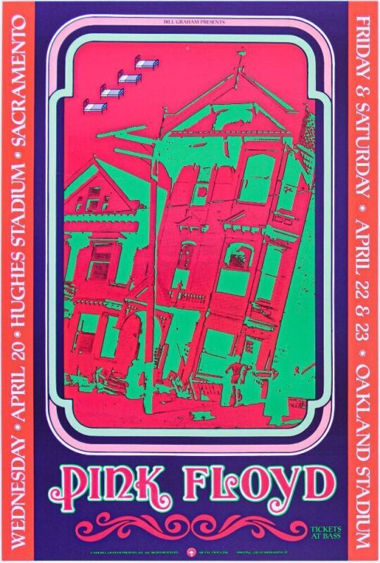 1988 BGP-22 Pink Floyd Hughes Stadium & Oakland Stadium Poster Near Mint 89