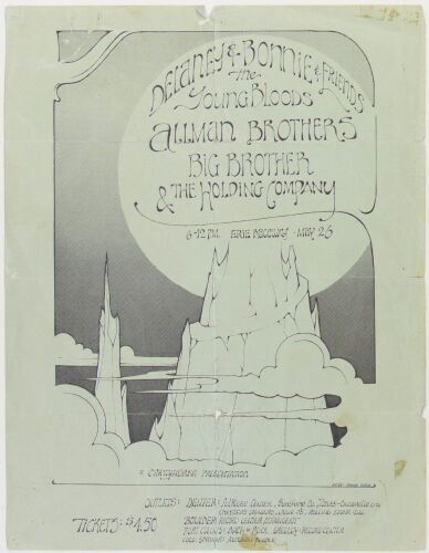 1971 Allman Brothers Band Delaney & Bonnie & Friends The Youngbloods Erie Raceway Boulder Flyer Extra Fine 61