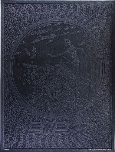 2024 EMEK Surfing Skeleton Printed on Synthetic Leather LE Signed Emek Poster Mint 95