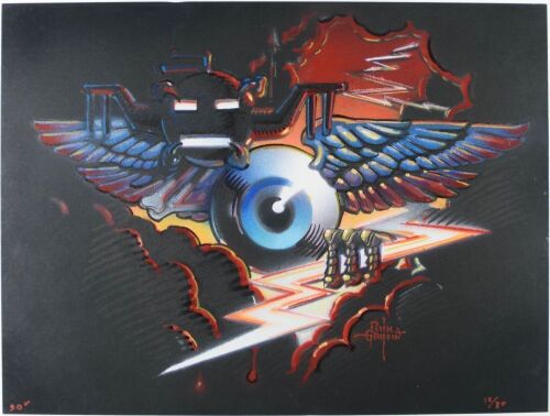 1990 Rick Griffin Flying Eyeball Hand Airbrushed Stencil Hand Painting LE 12/36 Original Art Near Mint 85