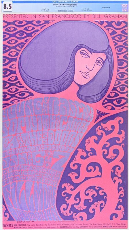 1967 BG-44 The Doors Young Rascals Fillmore Auditorium Poster CGC 8.5