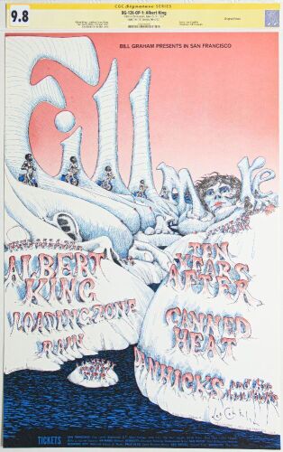 1968 BG-126 Albert King Ten Years After Canned Heat Fillmore Auditorium Signed Conklin Signature Series Poster CGC 9.8