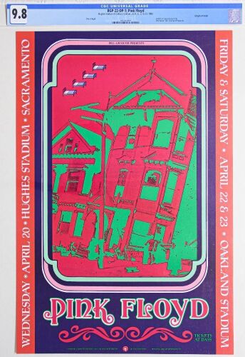 1988 BGP-22 Pink Floyd Hughes Stadium & Oakland Stadium Poster CGC 9.8