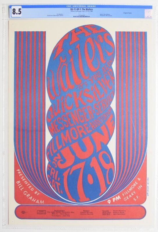 1966 BG-11 The Wailers Fillmore Auditorium Concert Poster CGC 8.5