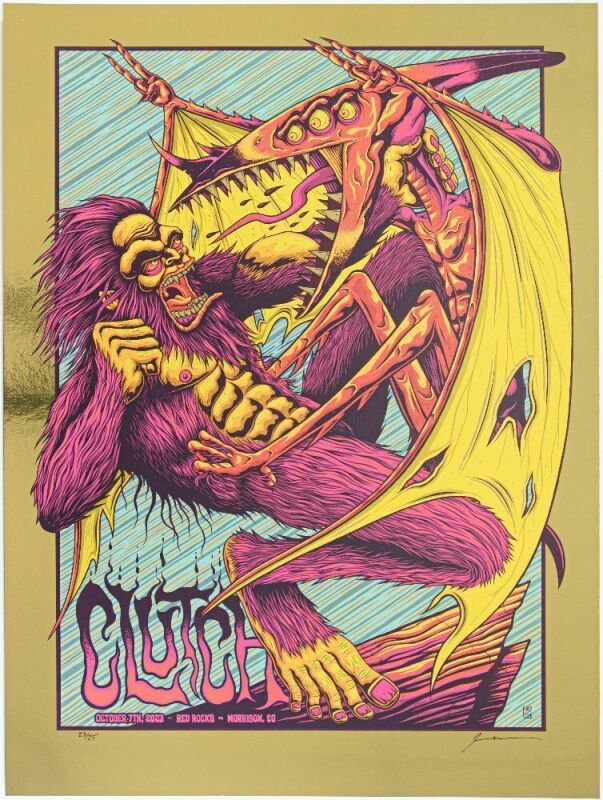 2023 Clutch Red Rocks LE Signed Jim Mazza Foil Poster Mint 95