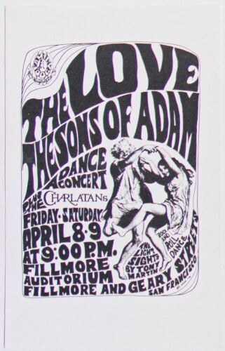 1966 FD-4 Love Sons Of Adam The Charlatans Fillmore Auditorium Handbill Excellent 79