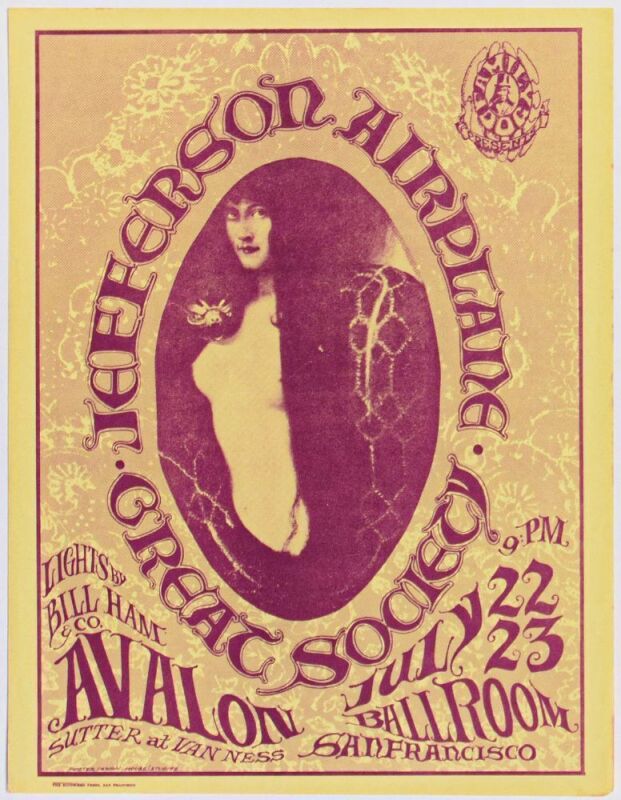 1966 FD-17 Jefferson Airplane The Great Society Avalon Ballroom Handbill Excellent 73