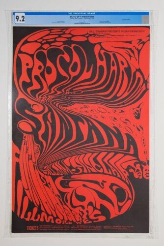 1968 BG-143 Santana Procol Harum Fillmore West Poster CGC 9.2